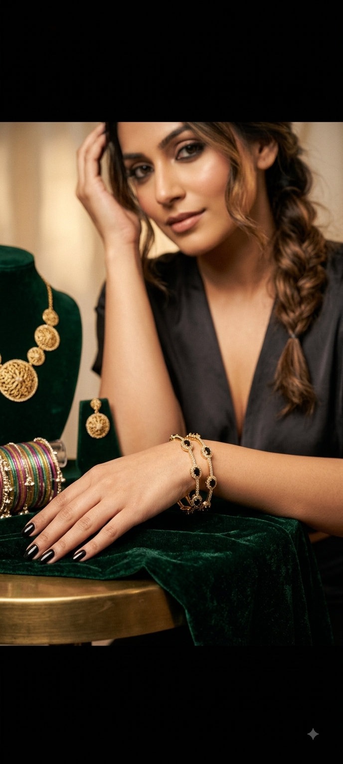 Noir Halo Gold-Plated Zircon Bangles (Pair of 2)