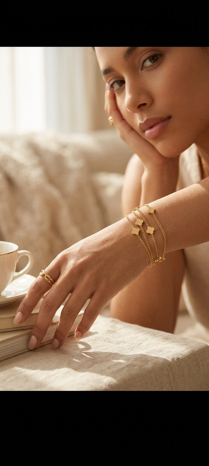Elysian Quatrefoil Gold multi-Strand Bracelet