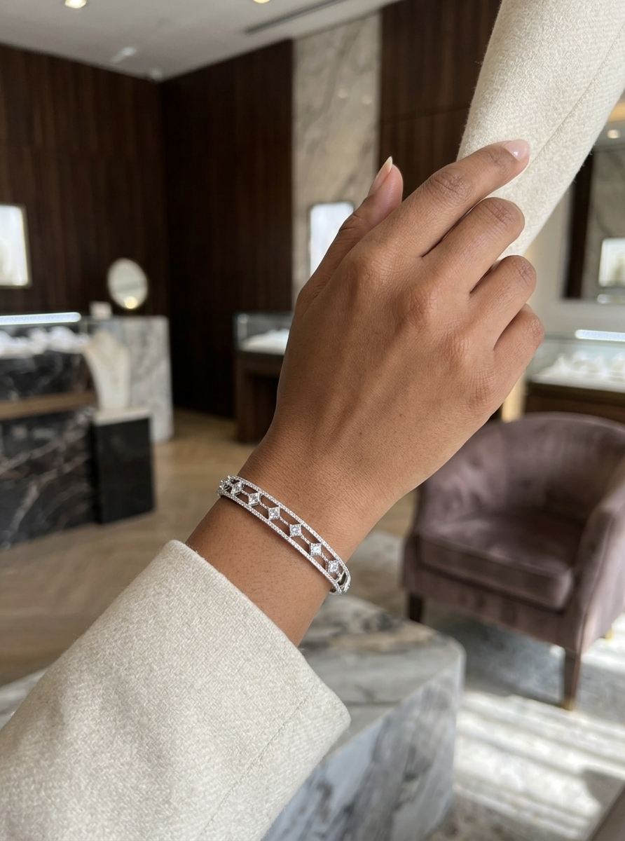 Prism Line Silver Bangle