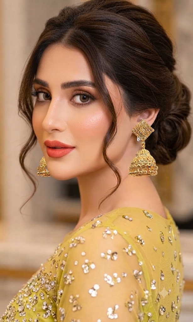 Antique Chauras-Stud Gold Jhumka