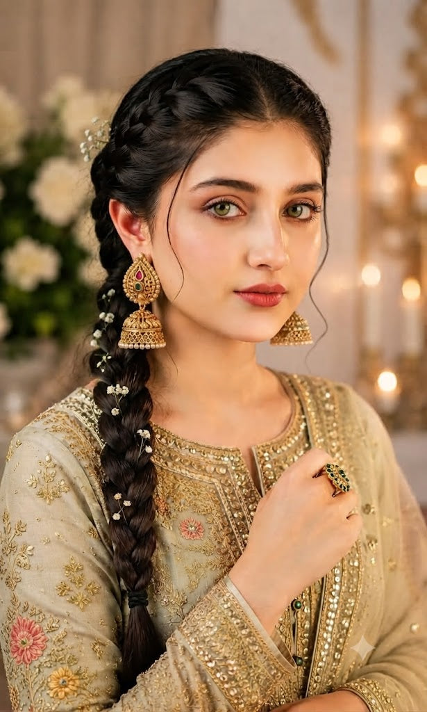 Royal Matte Gold Filigree Jhumkas with Ruby & Emerald Stones
