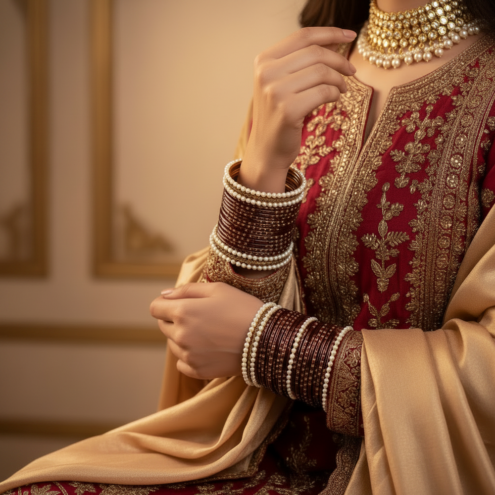 Royal Velvet Pearl Bangle Set