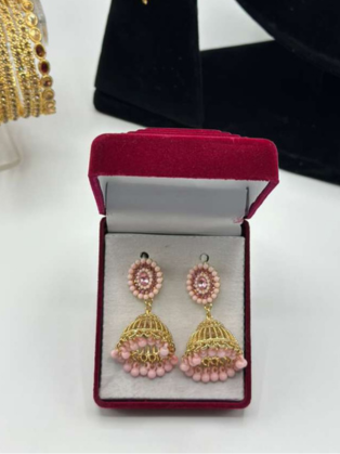 Traditional Pearl-Beaded Gold Jhumka Earrings | Elegant White & Gold Ethnic Jewelry