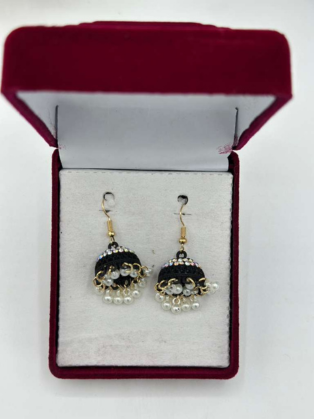 Black & White Silk-Textured Earrings