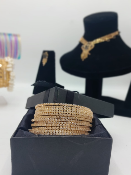 Glacier Row Tennis Bangle Stack