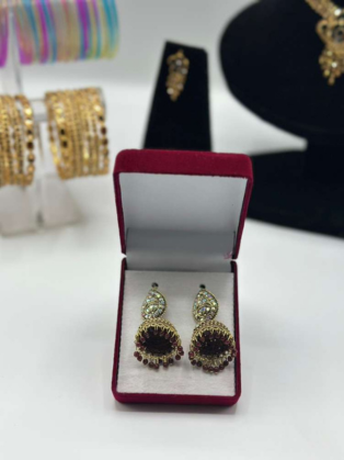 Exquisite Bead & Gold-Tone Jhumka Earrings
