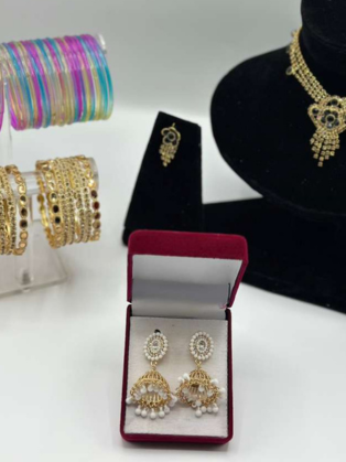Traditional Pearl-Beaded Gold Jhumka Earrings | Elegant White & Gold Ethnic Jewelry