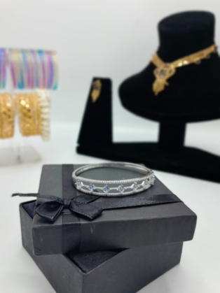 Diamond-Patterned Zircon Cuff Bracelet