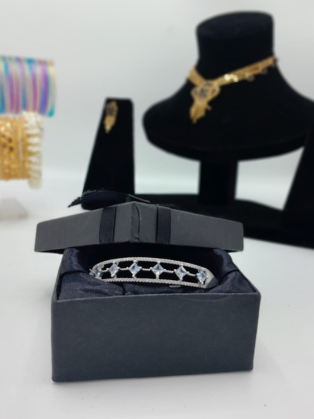 Diamond-Patterned Zircon Cuff Bracelet