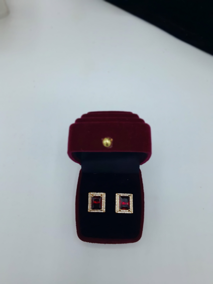 Radiant Crimson Crystal Statement Studs