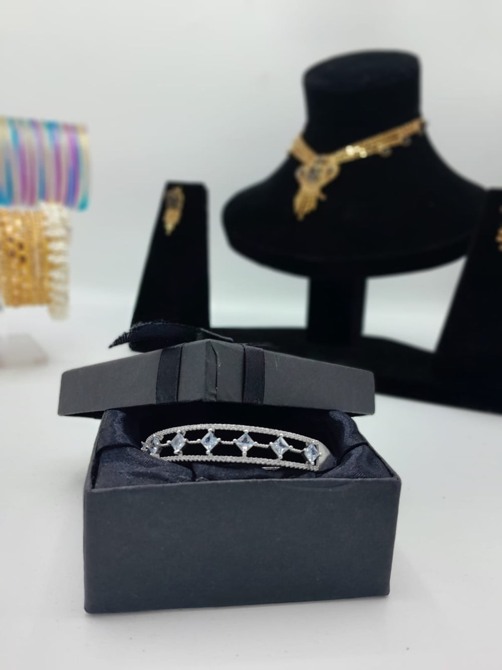 Diamond-Patterned Zircon Cuff Bracelet