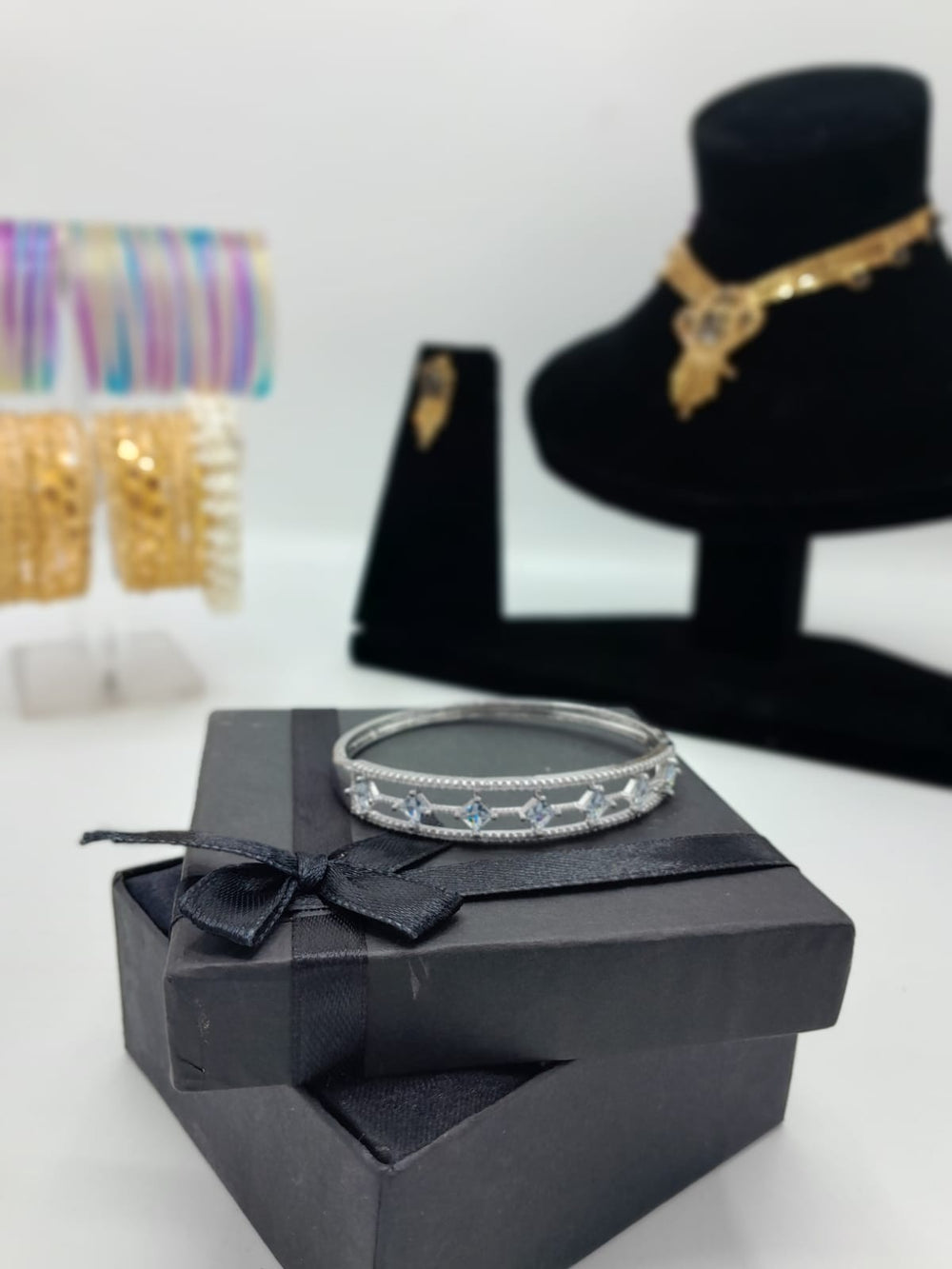Diamond-Patterned Zircon Cuff Bracelet