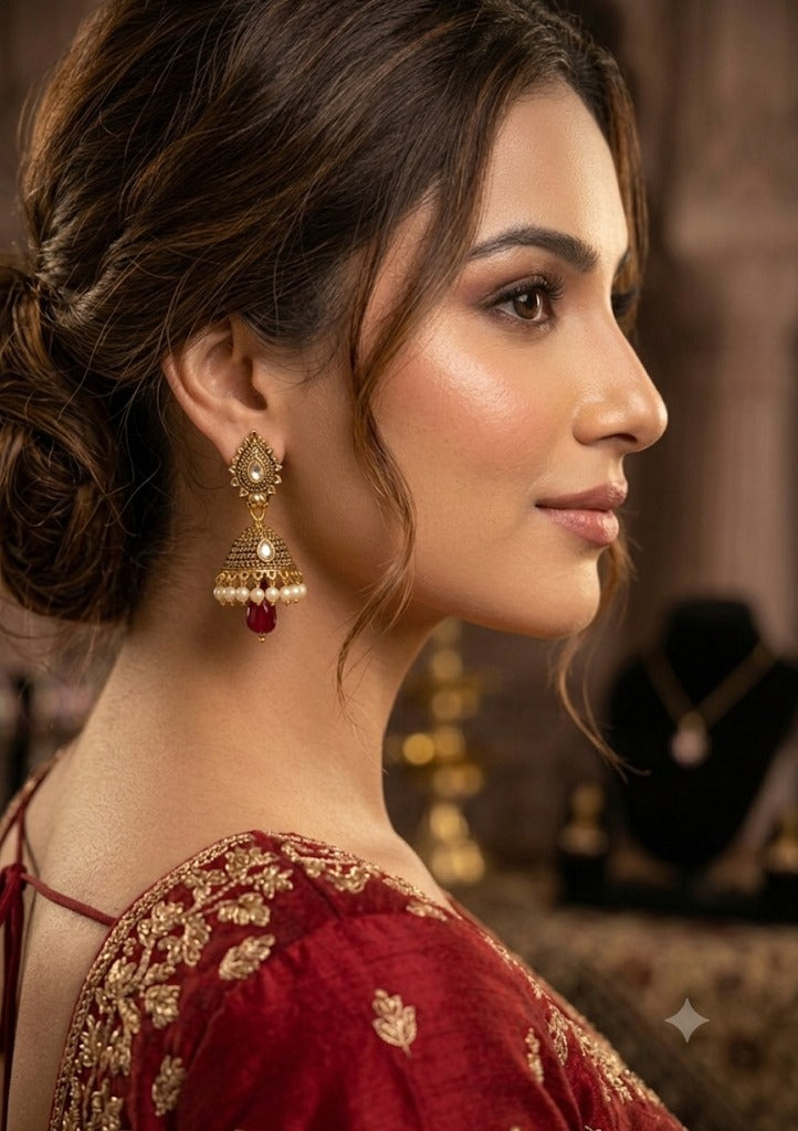 Premium Antique Gold Jhumkas