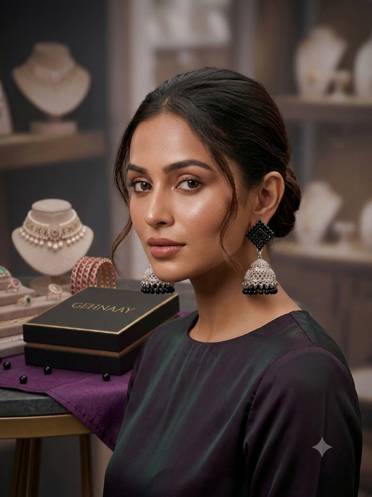Siyah Noor Jhumkas