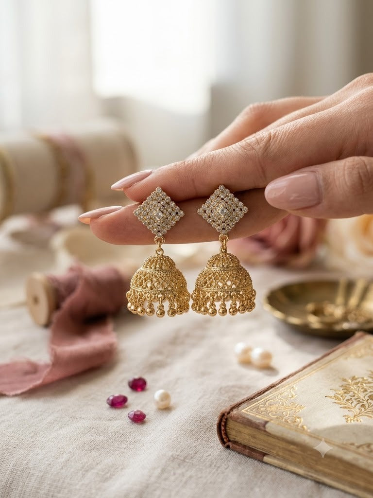 Heera Chaukhat Jhumkas