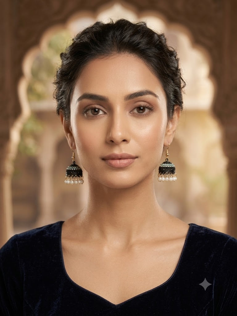 Nazakat Royal Black Pearl Jhumki