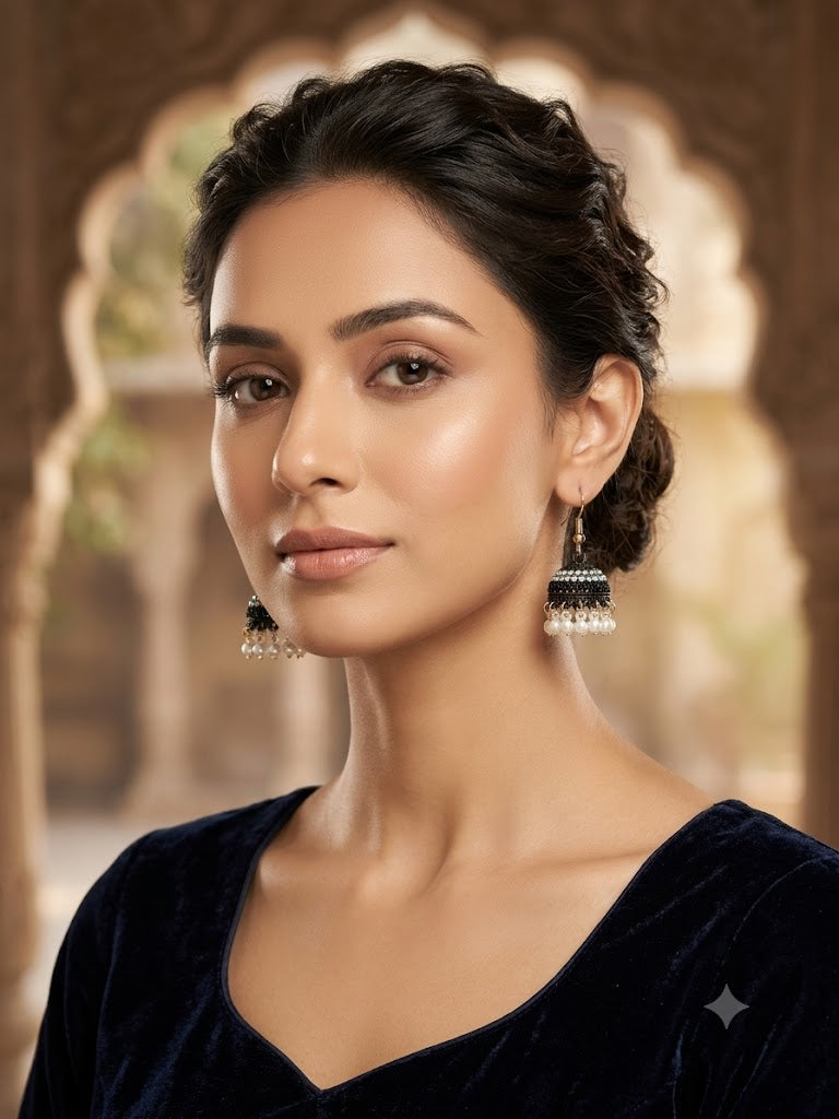 Nazakat Royal Black Pearl Jhumki